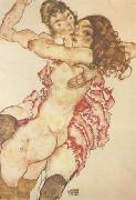 Egon Schiele Two Girls Embracing (Two Friends) (mk12) Spain oil painting artist